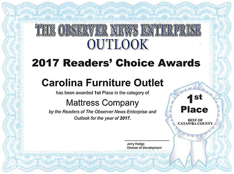 Carolina Furniture Outlet Award 2017